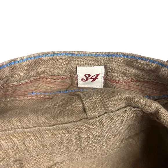 Lucky Brand Mens 100% Linen Drawstring Cargo Shorts Tan Brown Size 34 - Picture 3 of 8